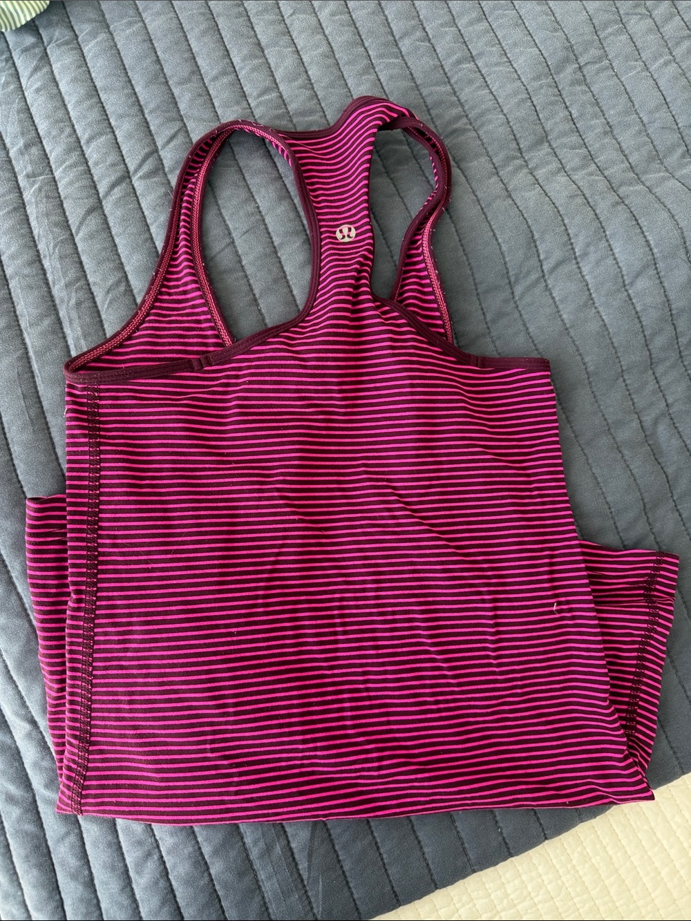 lululemon athletica Pink and Black Striped Racerback Tank Top